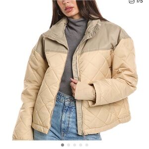 WeWoreWhat Beige & Muted Sage Quilted Jacket